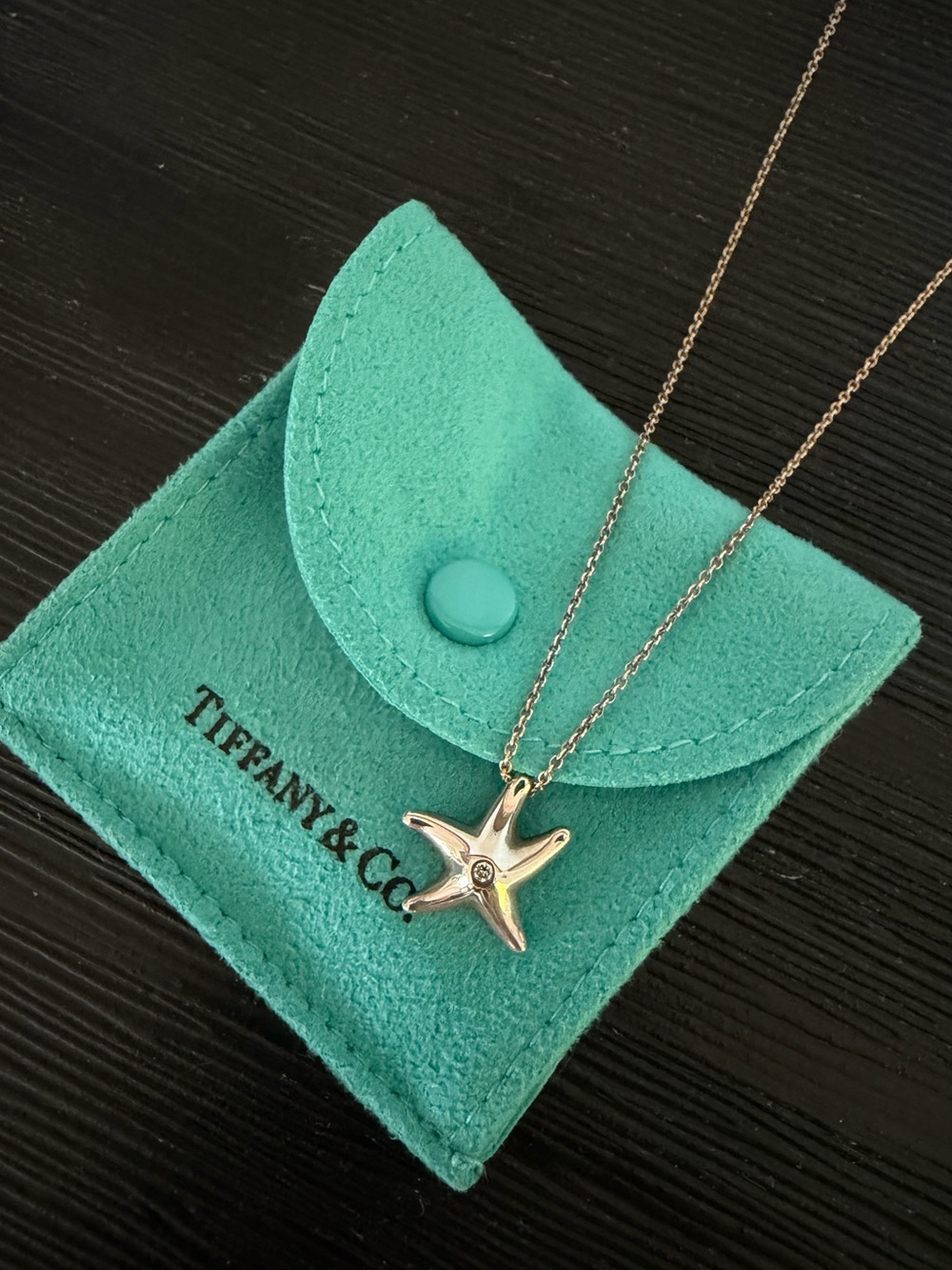 Tiffany & Co. Sterling Silver Starfish Necklace with diamond